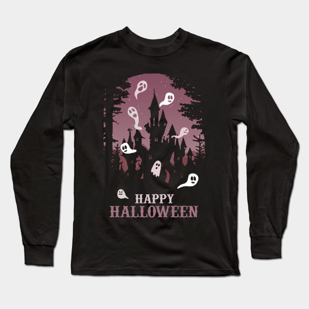 Happy Halloween Long Sleeve T-Shirt by KewaleeTee